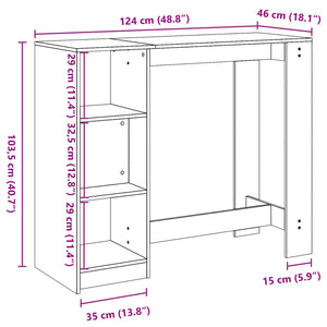 Τραπέζι Κονσόλα με Ράφι Γκρι Σκυρ 124x46x103,5εκ. Επεξεργ. Ξύλο