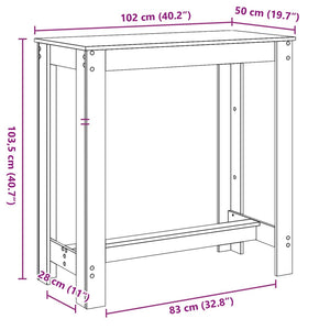Τραπέζι Μπαρ Λευκό 102x50x103,5εκ. Επεξεργ. Ξύλο - Pakobazaar