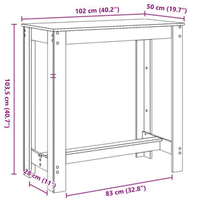 Τραπέζι Μπαρ Γκρι Sonoma 102x50x103,5εκ. Επεξεργ. Ξύλο