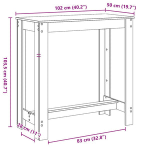Τραπέζι Μπαρ Καφέ Δρυς 102x50x103,5εκ. Επεξεργ. Ξύλο