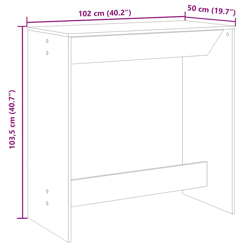 Τραπέζι Μπαρ Καφέ Δρυς 102x50x103,5εκ. Επεξεργ. Ξύλο