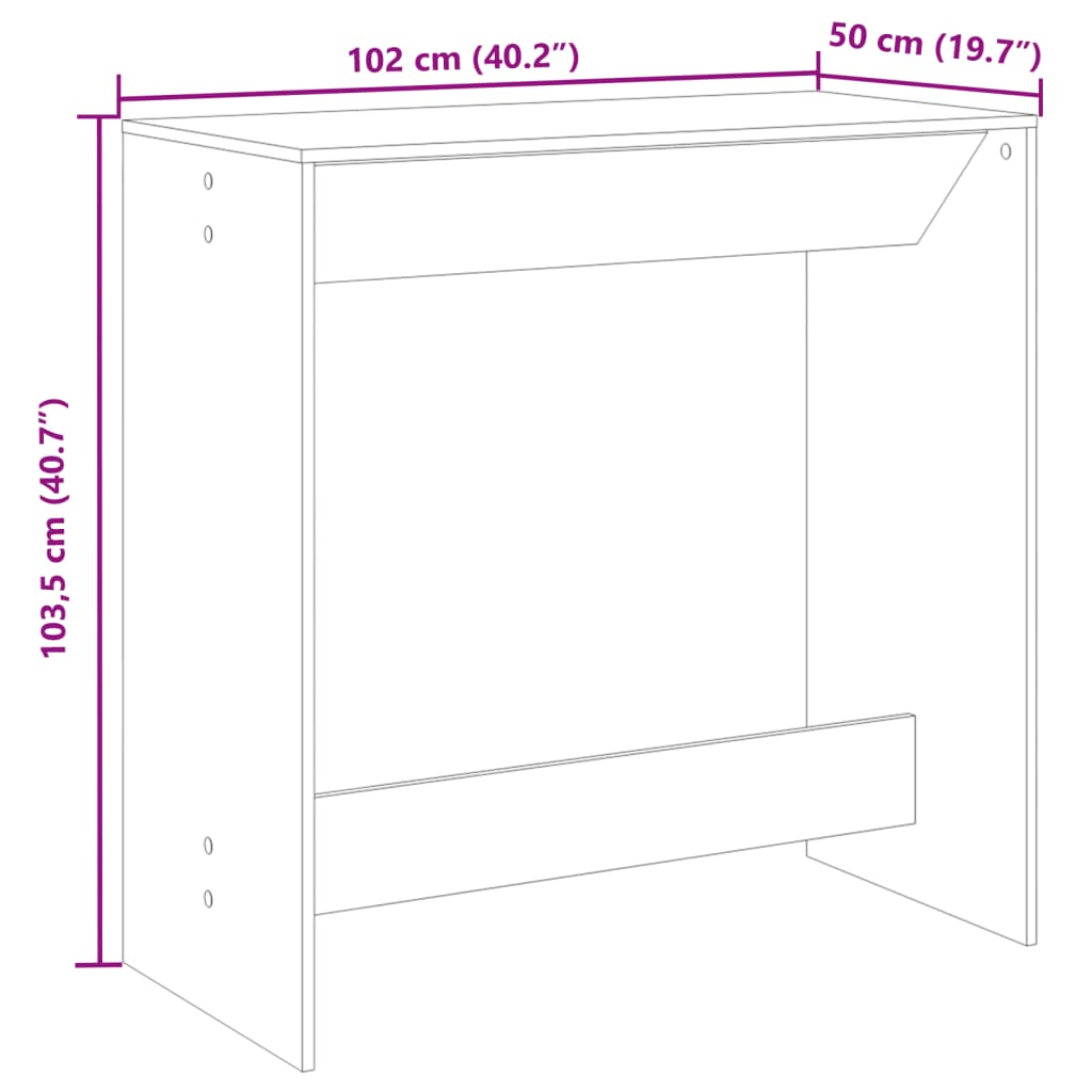 Τραπέζι Μπαρ Αρτισιανή Δρυς 102x50x103,5 εκ. Επεξ. Ξύλο - Pakobazaar