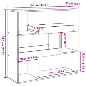 Βιβλιοθήκη/Διαχωριστικό Χώρου Μαύρο 100x33x94,5 εκ.