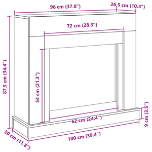 Πλαίσιο Τζακιού Γκρι Σκυρ. 100x30x87,5 εκ. από Επεξ. Ξύλο - Pakobazaar