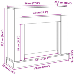 Πλαίσιο Τζακιού Γκρι Sonoma 100x30x87,5 εκ. από Επεξ. Ξύλο - Pakobazaar