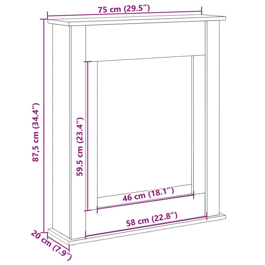 Πλαίσιο Τζακιού Sonoma Δρυς 75x20x87,5 εκ. από Επεξ. Ξύλο - Pakobazaar