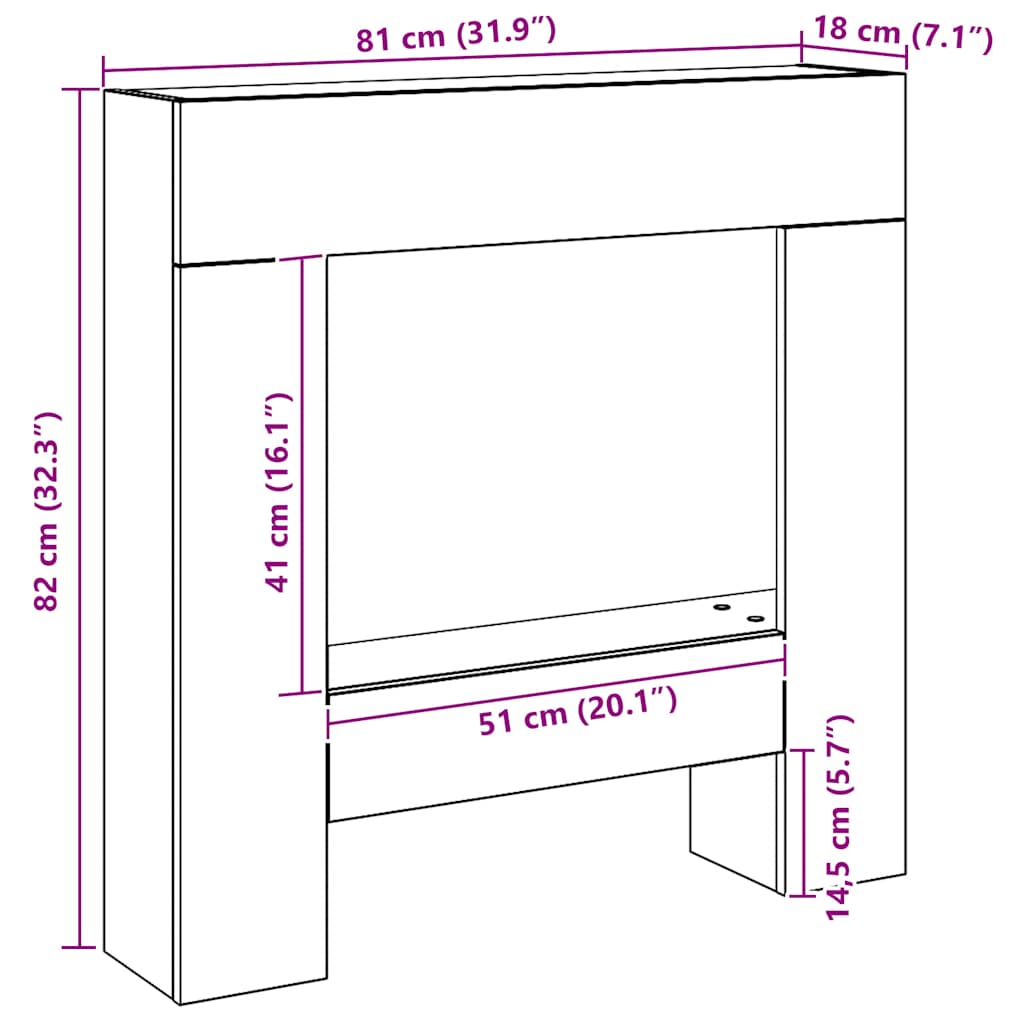 Πλαίσιο Τζακιού Αρτισιανή Δρυς 81x18x82 εκ. από Επεξ. Ξύλο