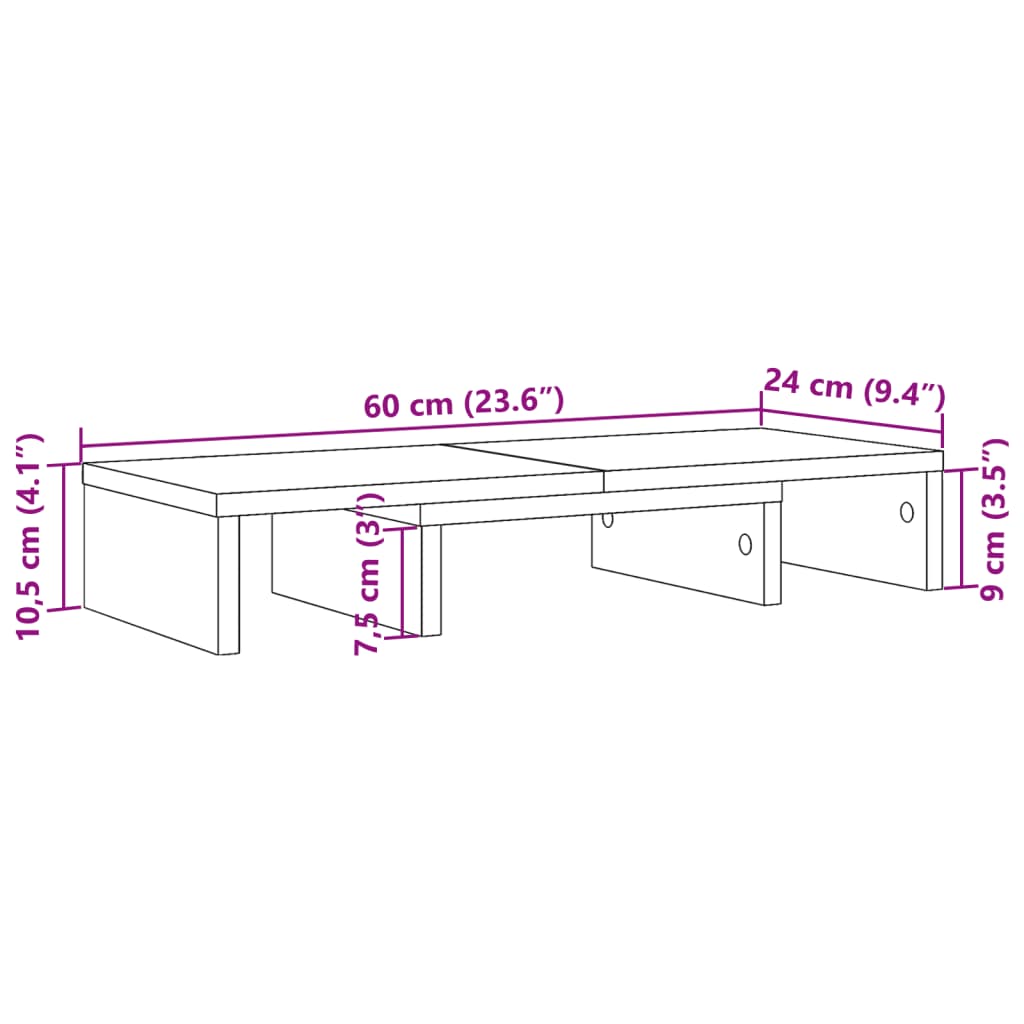 Βάση Οθόνης Ρυθμιζ. Καπνιστή Δρυς 60x24x10,5 εκ. Επεξεργ. Ξύλο