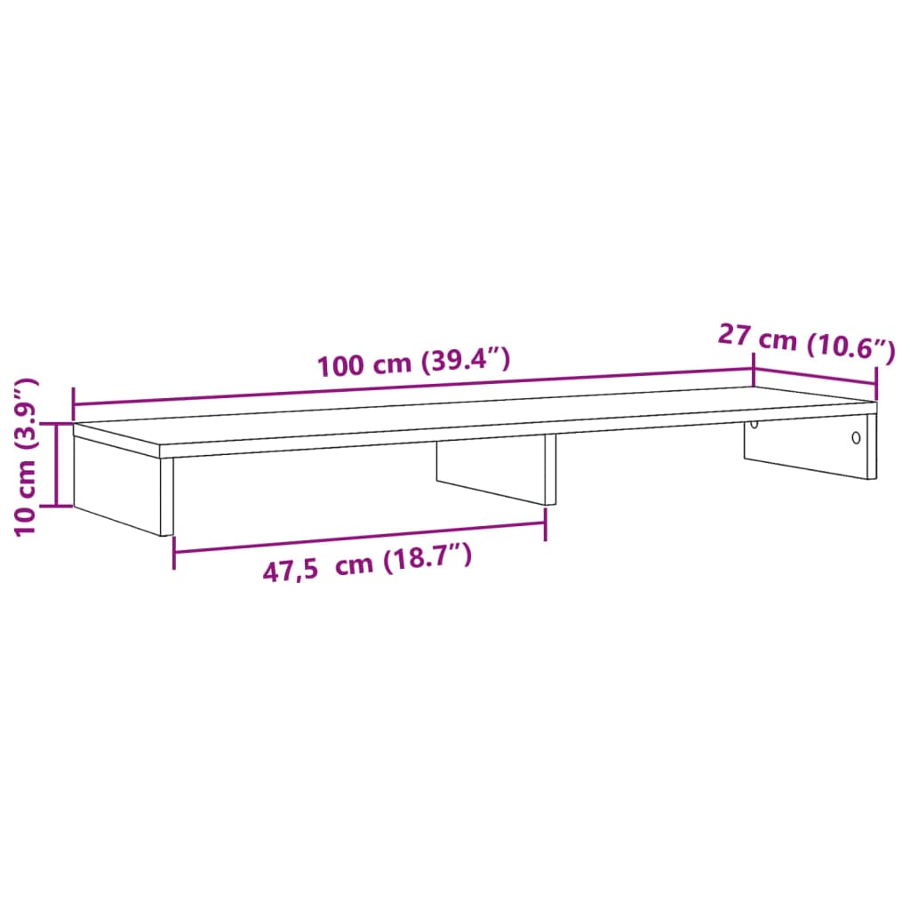 Βάση Οθόνης Sonoma Δρυς 100x27x10 εκ. από Επεξ. Ξύλο - Pakobazaar