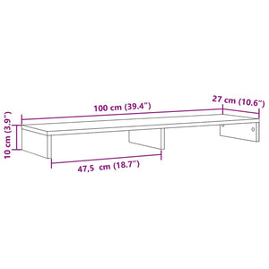 Βάση Οθόνης Γκρι Sonoma 100x27x10 εκ. από Επεξεργασμένο Ξύλο - Pakobazaar
