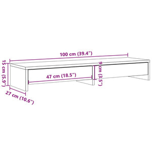 Βάση Οθόνης με Συρτάρια Καπνιστή Δρυς 100x27x15εκ Επεξεργ. Ξύλο - Pakobazaar