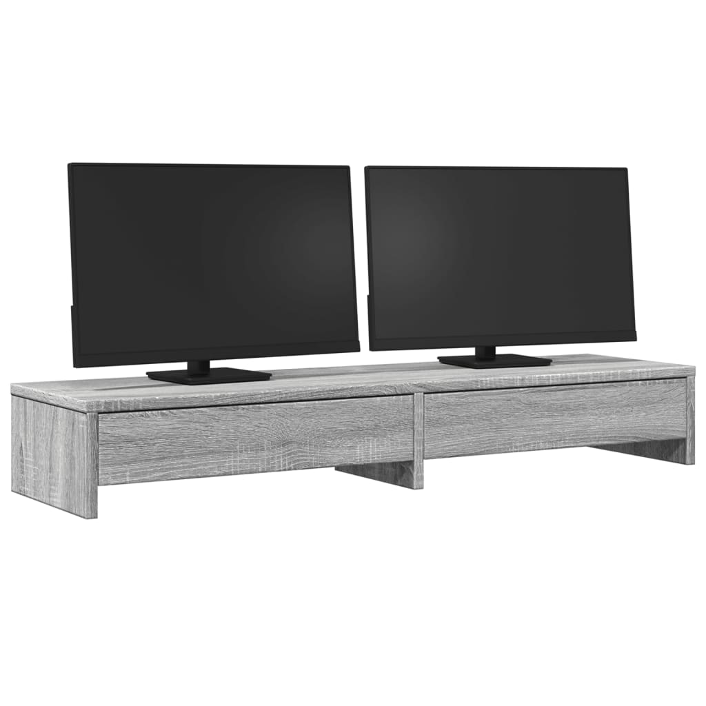 Βάση Οθόνης με Συρτάρια Γκρι Sonoma 100x27x15 εκ. Επεξεργ. Ξύλο - Pakobazaar