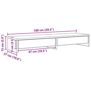 Βάση Οθόνης με Συρτάρια Αρτισιανή Δρυς 100x27x15εκ Επεξεργ Ξύλο - Pakobazaar