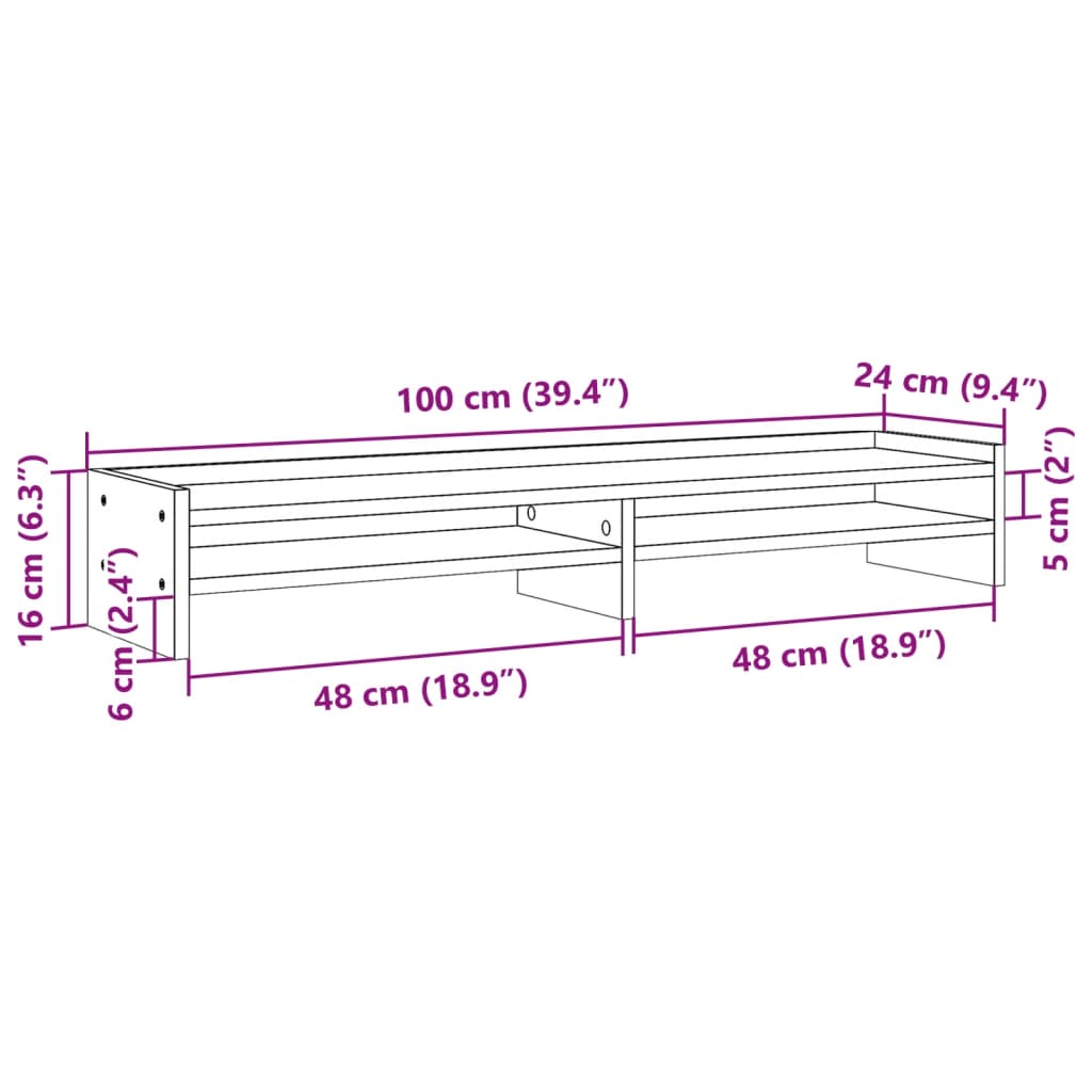 Βάση Οθόνης Sonoma Δρυς 100x24x16 εκ. από Επεξ. Ξύλο