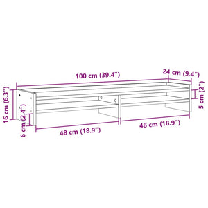 Βάση Οθόνης Sonoma Δρυς 100x24x16 εκ. από Επεξ. Ξύλο