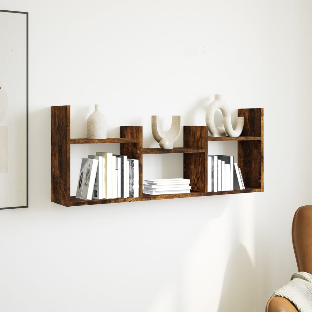 Ντουλάπι Τοίχου Καπνιστή Δρυς 100x18x40 εκ. Επεξεργασμένο Ξύλο
