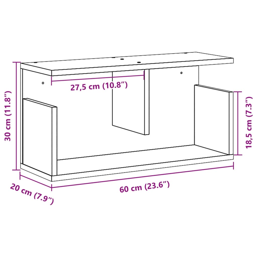 Ντουλάπι Τοίχου Sonoma Δρυς 60x20x30 εκ. από Επεξεργασμένο Ξύλο
