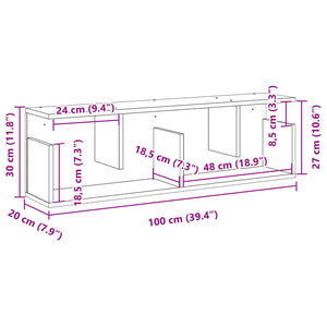 Ντουλάπι Τοίχου Καπνιστή Δρυς 100x20x30 εκ. Επεξεργασμένο Ξύλο