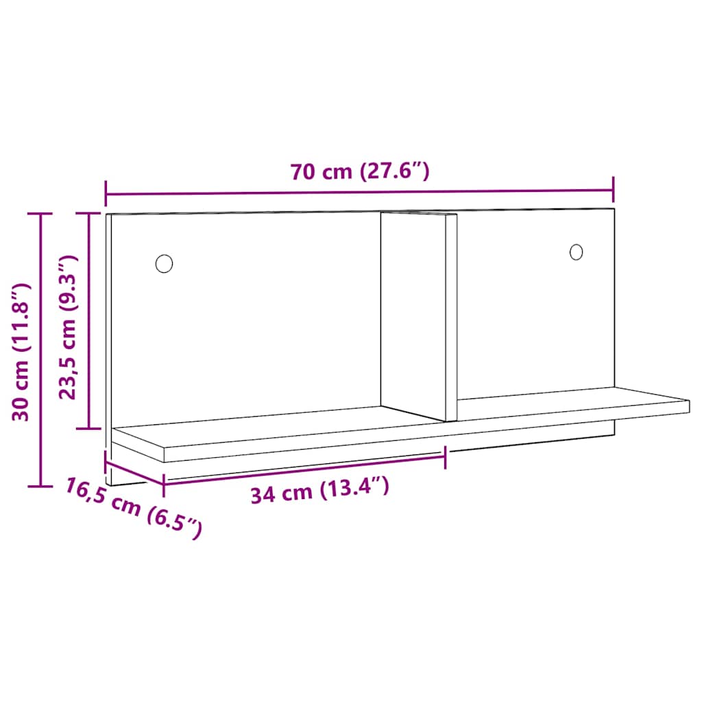 Ντουλάπι Τοίχου Αρτισιανή Δρυς 70x16,5x30 εκ Επεξεργασμένο Ξύλο
