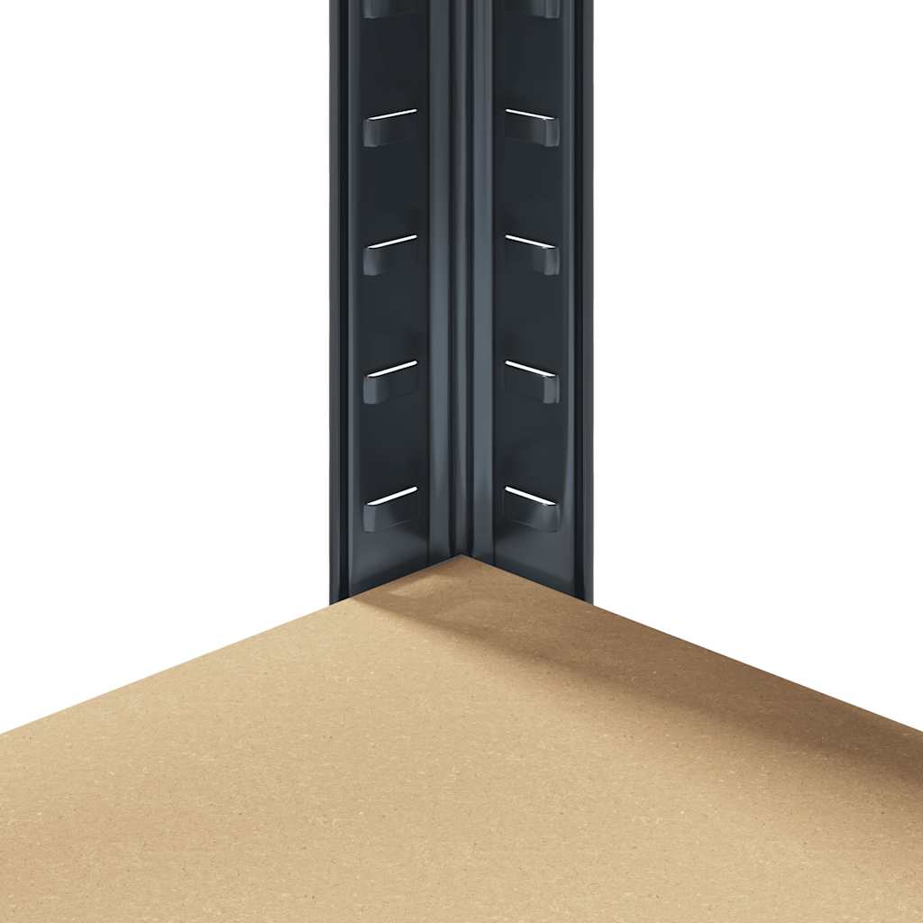 Ραφιέρα Γωνιακή 5 Επιπέδων Ανθρακί από Ατσάλι & Επεξ. Ξύλο