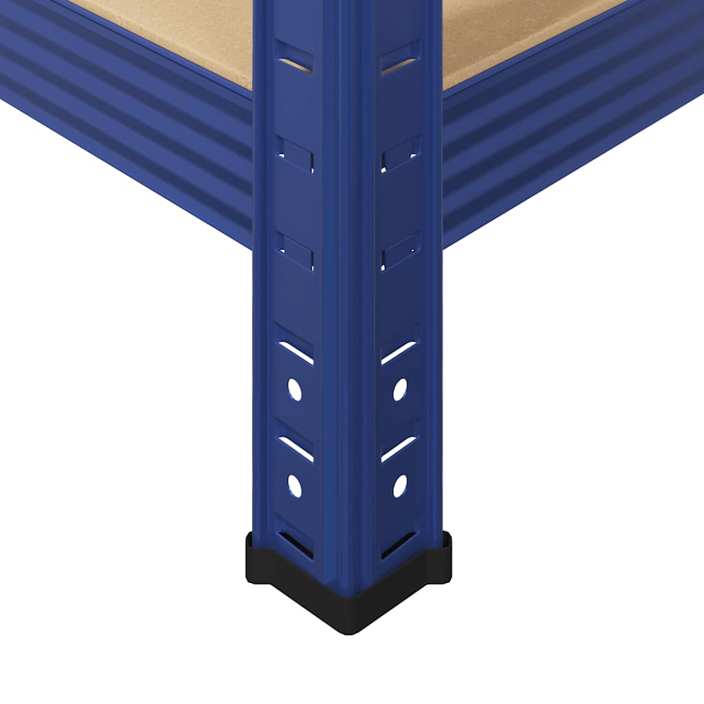 Ραφιέρες 5 Επιπέδων 2 τεμ. Μπλε από Ατσάλι & Επεξεργασμένο Ξύλο - Pakobazaar