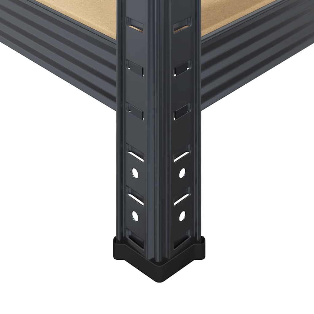 Ραφιέρες 5 Επιπέδων 2 τεμ. Ανθρακί Ατσάλι & Επεξεργασμένο Ξύλο