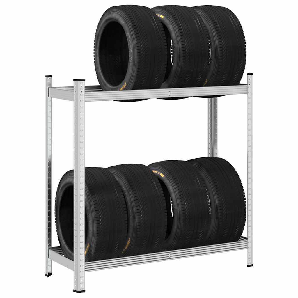 Ράφι ελαστικών 2 επιπέδων Ασημί 110x40x109 cm Ατσάλι