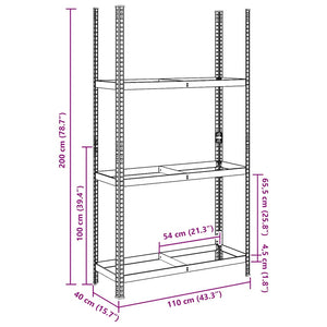 Ράφι ελαστικών 3 επιπέδων Ασημί 110x40x200 cm Ατσάλι