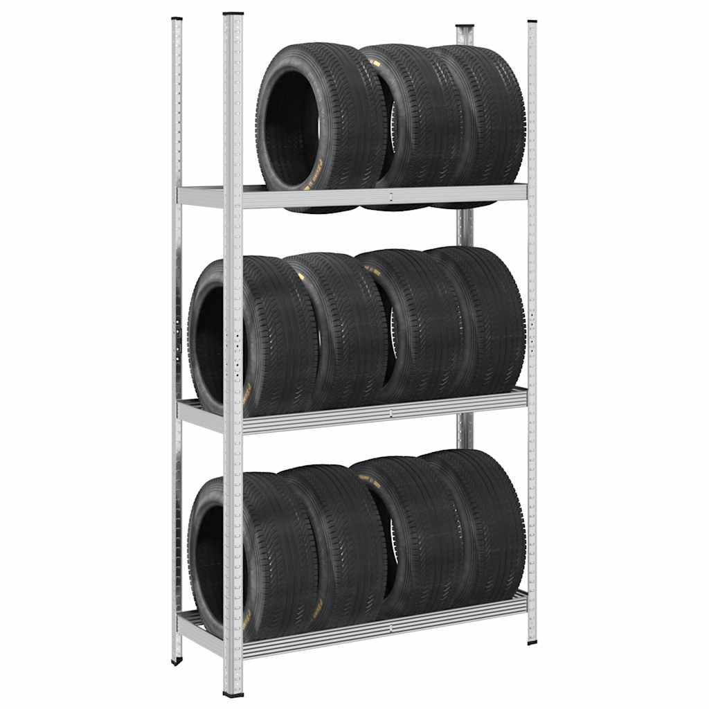Ράφι ελαστικών 3 επιπέδων Ασημί 110x40x200 cm Ατσάλι