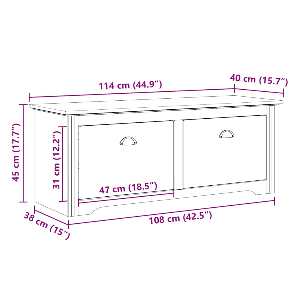 Πάγκος διαδρόμου BODO Γκρι 114x40x45 cm