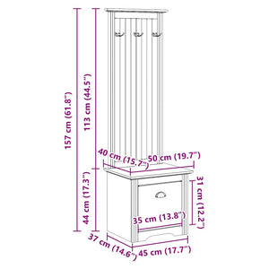 Ντουλάπι διαδρόμου με γάντζους BODO Γκρι 50x40x157 cm - Pakobazaar