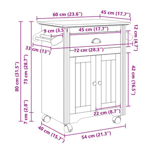 Καροτσάκι κουζίνας "BODO" Λευκό 72x45x80 cm