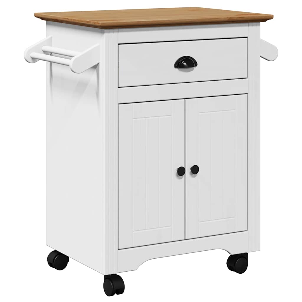 Καροτσάκι κουζίνας BODO Λευκό και καφέ 72x45x80 cm - Pakobazaar