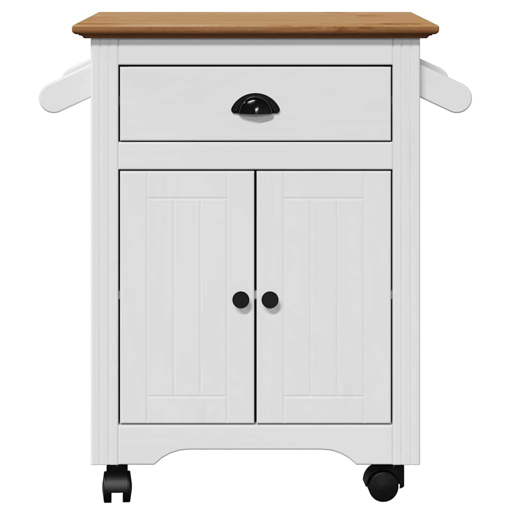 Καροτσάκι κουζίνας BODO Λευκό και καφέ 72x45x80 cm - Pakobazaar