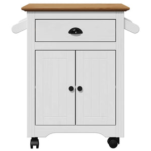 Καροτσάκι κουζίνας BODO Λευκό και καφέ 72x45x80 cm - Pakobazaar