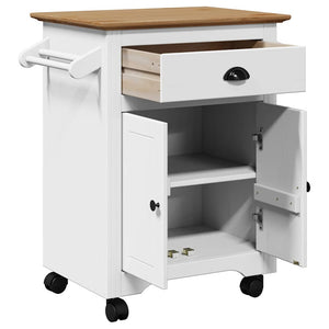 Καροτσάκι κουζίνας BODO Λευκό και καφέ 72x45x80 cm - Pakobazaar