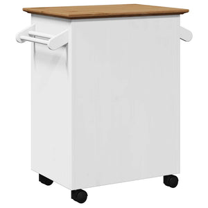 Καροτσάκι κουζίνας BODO Λευκό και καφέ 72x45x80 cm - Pakobazaar