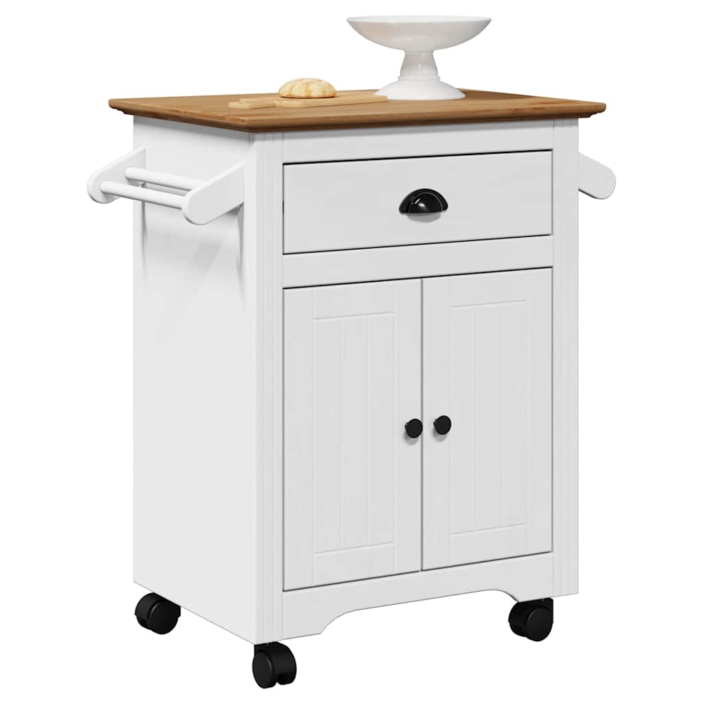 Καροτσάκι κουζίνας BODO Λευκό και καφέ 72x45x80 cm - Pakobazaar