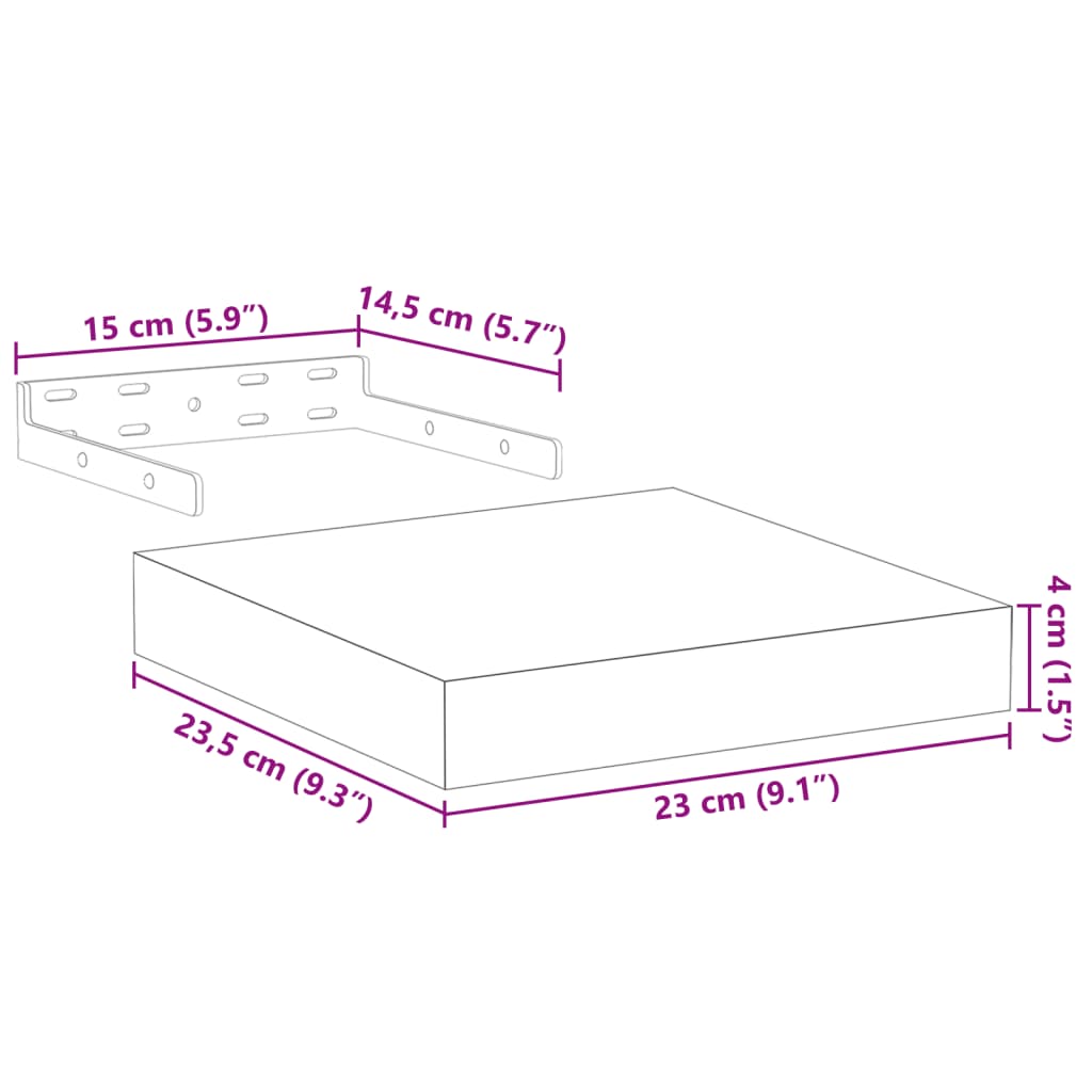 Ράφι Κρεμαστό 23x23,5x4 εκ. Επεξ. Ξύλο