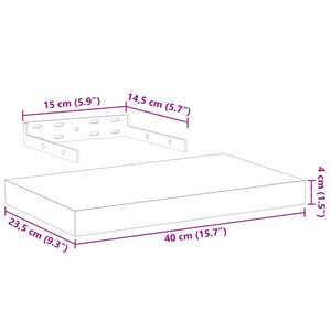 Ράφια Τοίχου 4 τεμ. 40x23,5x4 εκ. Επεξεργασμένο Ξύλο - Pakobazaar
