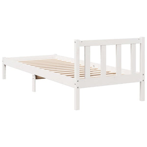 Πλαίσιο Κρεβατιού Μακρύ Χωρ. Στρώμα Λευκό 80x220 εκ Μασίφ Πεύκο