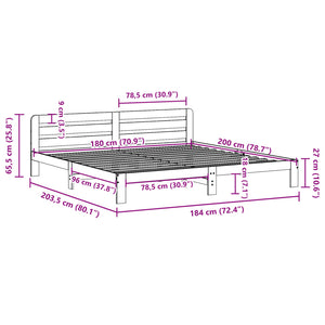 Σκελετός Κρεβατιού Χωρίς Στρώμα 180x200 εκ Μασίφ Ξύλο Πεύκου