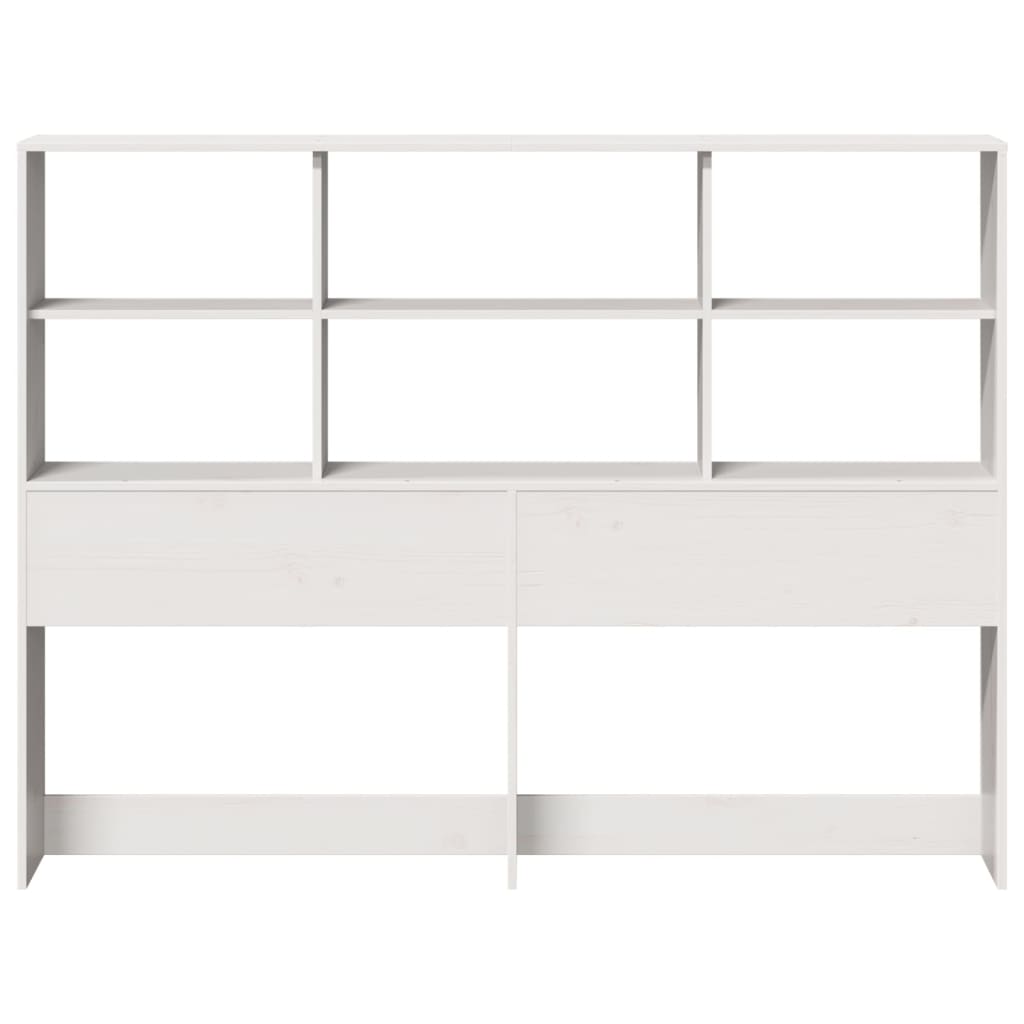 Κεφαλάρι με Αποθ. Χώρο Λευκό 160 εκ. από Μασίφ Ξύλο Πεύκου