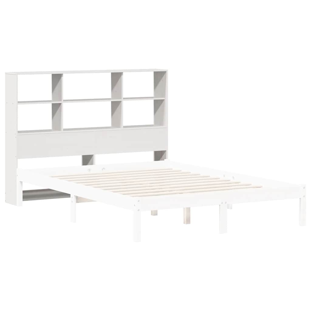 Κεφαλάρι με Αποθ. Χώρο Λευκό 160 εκ. από Μασίφ Ξύλο Πεύκου