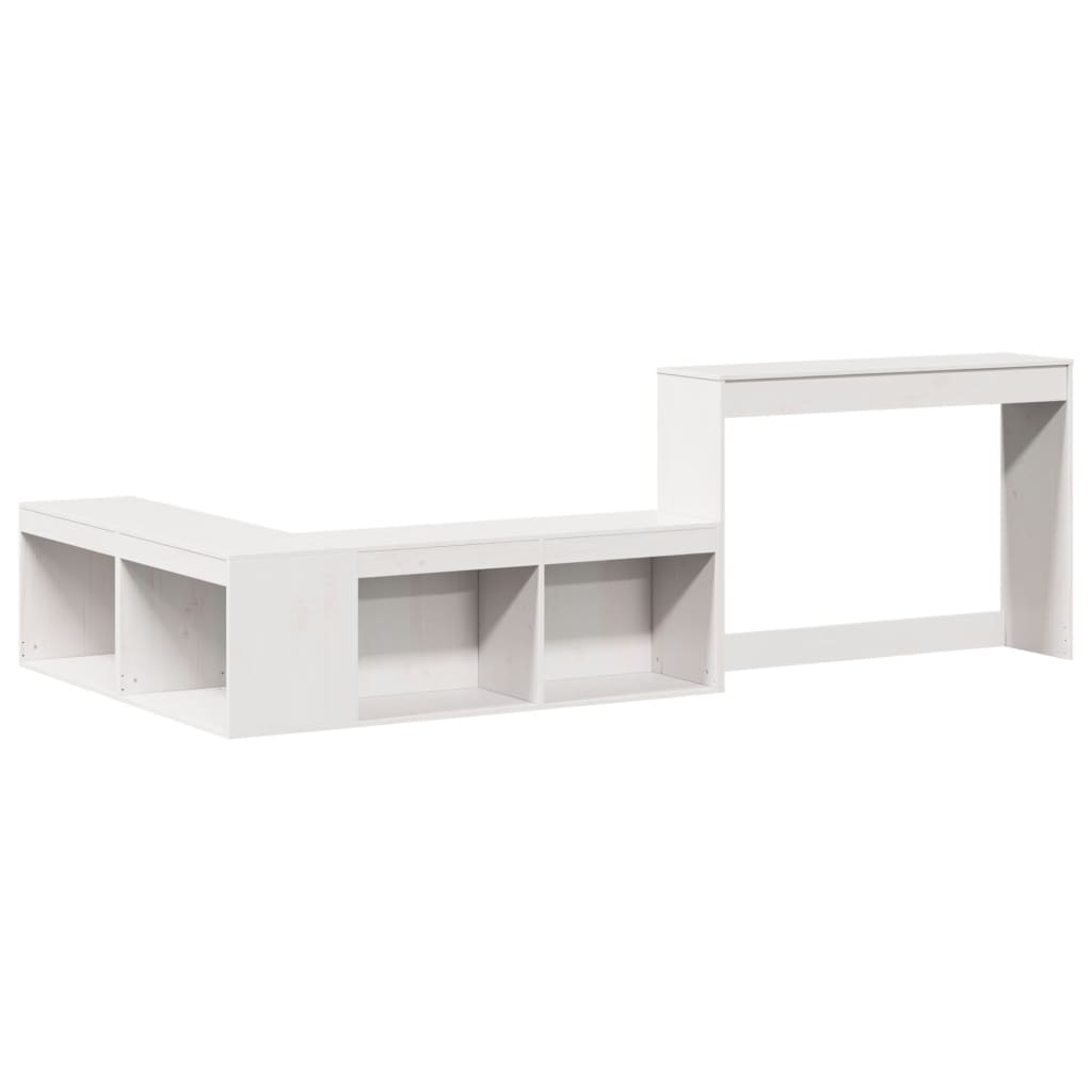 Κομοδίνο με Γραφείο Λευκό 232 x 122 x 75 εκ. από Μασίφ Ξύλο Πεύκου