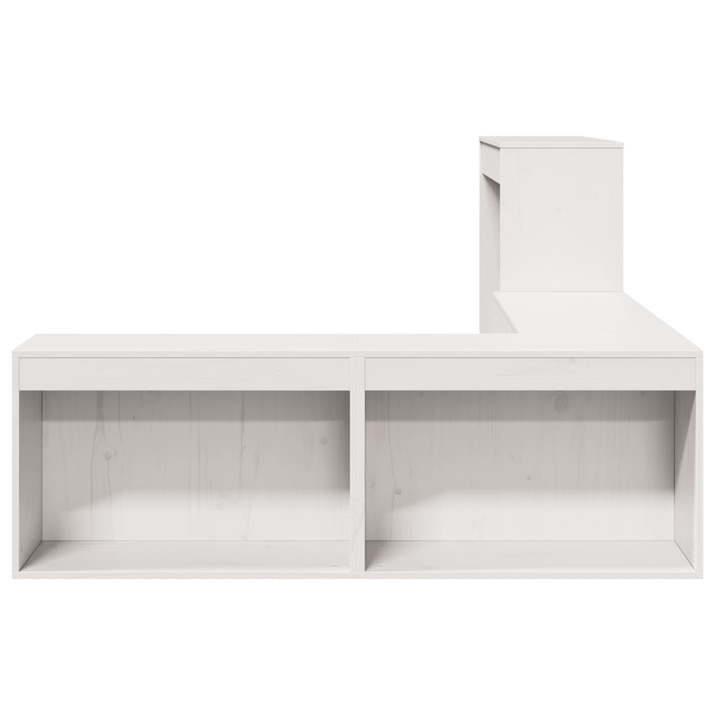 Κομοδίνο με Γραφείο Λευκό 232 x 122 x 75 εκ. από Μασίφ Ξύλο Πεύκου