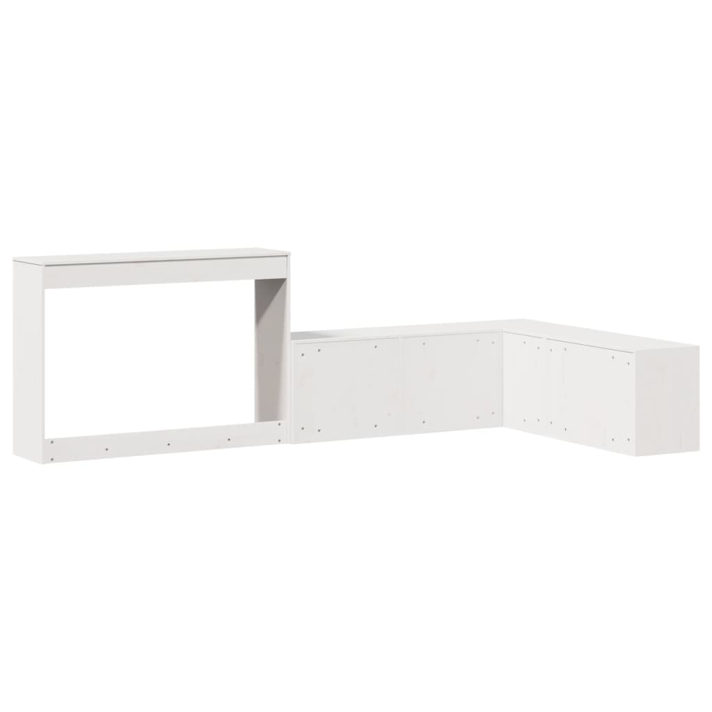 Κομοδίνο με Γραφείο Λευκό 232 x 122 x 75 εκ. από Μασίφ Ξύλο Πεύκου