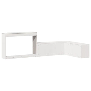 Κομοδίνο με Γραφείο Λευκό 232 x 122 x 75 εκ. από Μασίφ Ξύλο Πεύκου