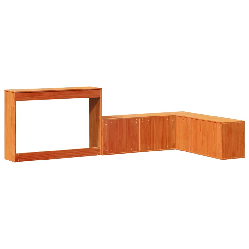Κομοδίνο με Γραφείο Καφέ Κεριού 232x122x75 εκ Μασίφ Ξύλο Πεύκου