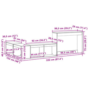 Κομοδίνο με Γραφείο 222x122x75 εκ. από Μασίφ Ξύλο Πεύκου